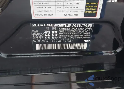 2007 Mercedes-Benz S 550 из США, поврежденный, VIN WDDNG71X97A057541